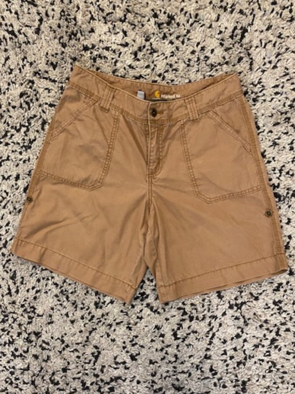 Carhartt Shorts Relaxed Fit Women size 10 Tan/ Brown Adjustable Leg Length